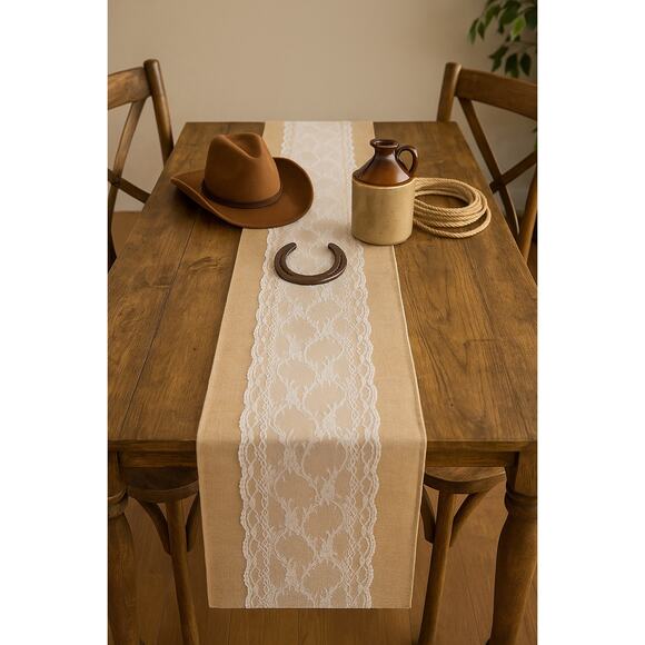 None and/or Unknown Other - Burlap & Lace 108” Table Runner